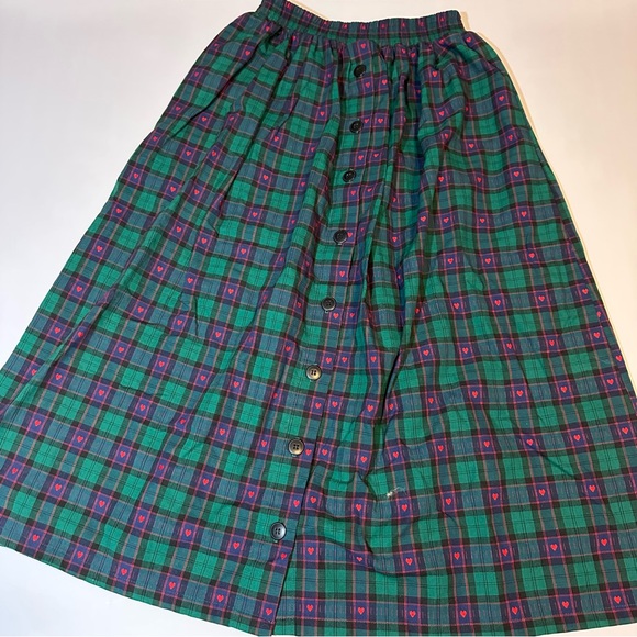 Vtg 90s Orvis Tartan Plaid Heart Skirt - Picture 1 of 6